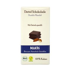 Makri datolya étcsokoládé mandulával bio 68% 85 g